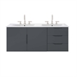 Pemberly Row Modern Wood/Ceramic Double Sink Bathroom Vanity in Gray