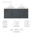 Pemberly Row Modern Wood/Ceramic Double Sink Bathroom Vanity in Gray
