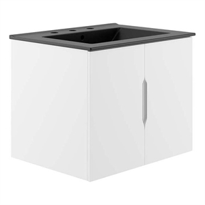 Pemberly Row 23&quot Modern Wood/Ceramic Bathroom Vanity in White/Black