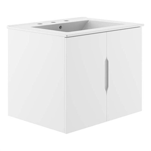 Pemberly Row 23&quot Modern Wood/Ceramic Bathroom Vanity in White
