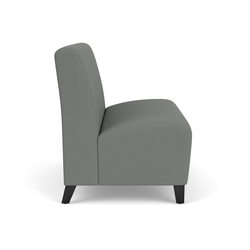 Pemberly Row Reception Waiting Armless Loveseat with Black Steel Legs-Gray