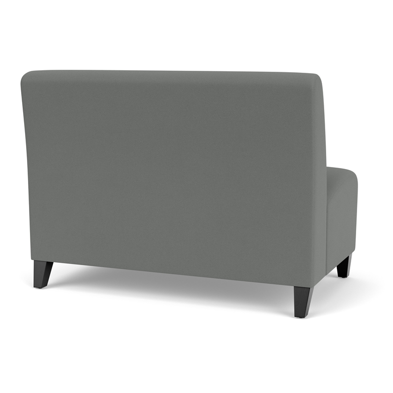 Pemberly Row Reception Waiting Armless Loveseat with Black Steel Legs-Gray