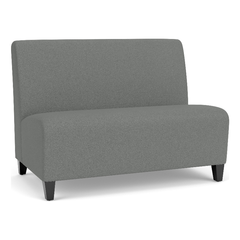 Pemberly Row Reception Waiting Armless Loveseat with Black Steel Legs-Gray