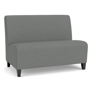 Pemberly Row Reception Waiting Armless Loveseat with Black Steel Legs-Gray