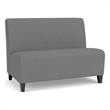 Pemberly Row Reception Waiting Armless Loveseat with Black Steel Legs-Gray