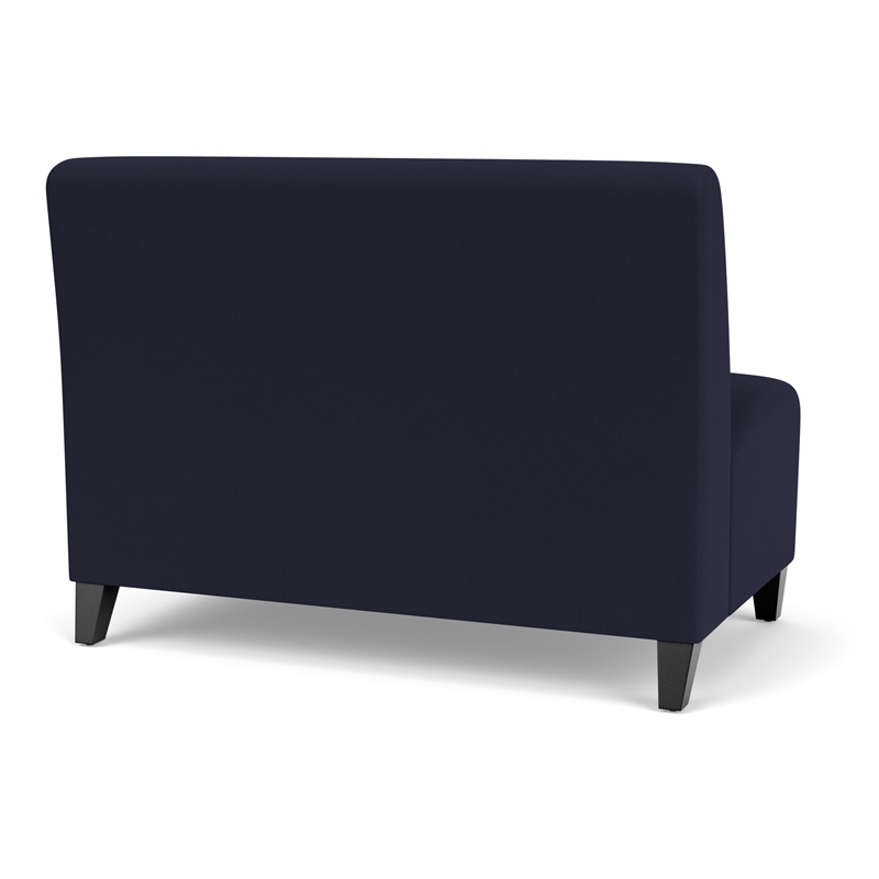 Pemberly Row Reception Waiting Armless Loveseat with Black Steel Legs-Navy
