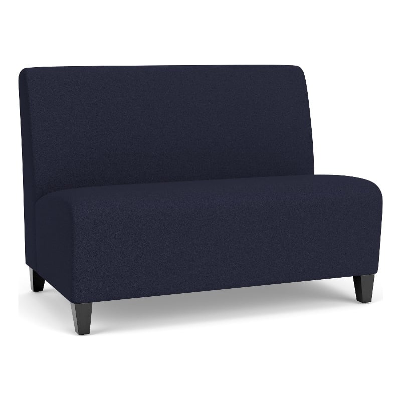 Pemberly Row Reception Waiting Armless Loveseat with Black Steel Legs-Navy