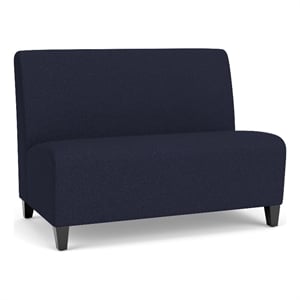 Pemberly Row Reception Waiting Armless Loveseat with Black Steel Legs-Navy