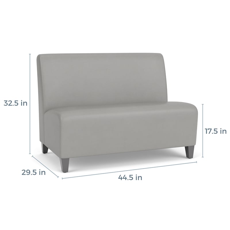 Pemberly Row Reception Waiting Armless Loveseat with Brushed Steel Legs in Blue