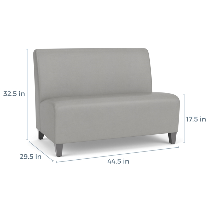 Pemberly Row Reception Waiting Armless Loveseat with Brushed Steel Legs in Blue