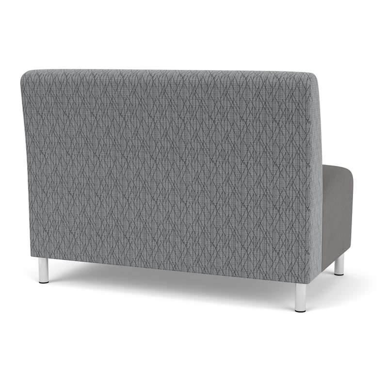 Pemberly Row Reception Armless Loveseat with Brushed Steel Legs in Gray/Gray