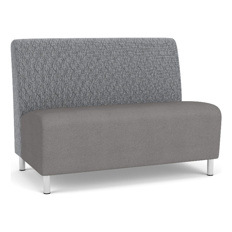 Pemberly Row Reception Armless Loveseat with Brushed Steel Legs in Gray/Gray