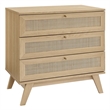 Pemberly Row 3-Drawer Rattan MDF and Particleboard Dresser in Oak