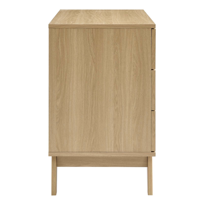 Pemberly Row 3-Drawer Rattan MDF and Particleboard Dresser in Oak