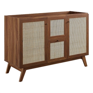 Pemberly Row 48&quot Single or Double Sink Comp Bathroom Vanity Cabinet - Walnut