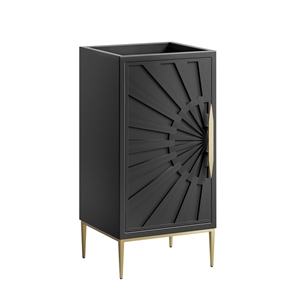 Pemberly Row 18&quot Solid Wood and MDF Bathroom Vanity Cabinet in Black