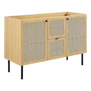 Pemberly Row 48&quot Metal & Wood Bathroom Vanity Cabinet in Oak