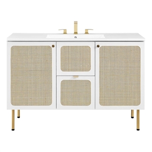 Pemberly Row 48&quot Single Sink Wood & Metal Bathroom Vanity in White