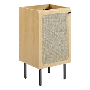 Pemberly Row 18&quot Wood & Rattan Bathroom Vanity Cabinet in Oak