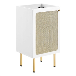 Pemberly Row 18&quot Wood & Rattan Bathroom Vanity Cabinet in White