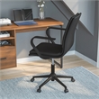 Pemberly Row Faux Leather Swivel Office Chair in Black/Black
