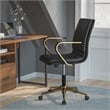 Pemberly Row Contemporary Faux Leather Swivel Office Chair in Black/Gold