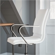 Pemberly Row Faux Leather Swivel Office Chair in White/Chrome