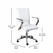 Pemberly Row Faux Leather Swivel Office Chair in White/Chrome