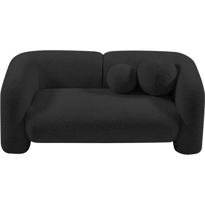 Pemberly Row Modern / Contemporary Black Boucle Fabric Loveseat