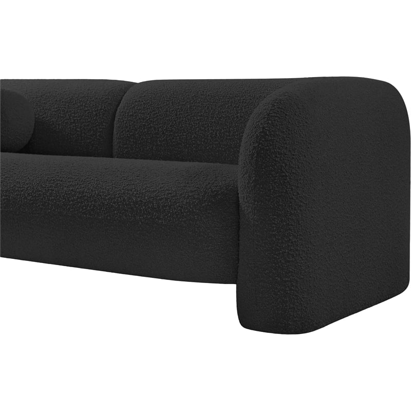 Pemberly Row Modern / Contemporary Black Boucle Fabric Loveseat