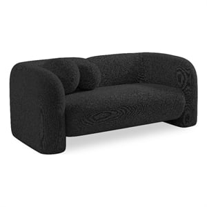 Pemberly Row Modern / Contemporary Black Boucle Fabric Loveseat