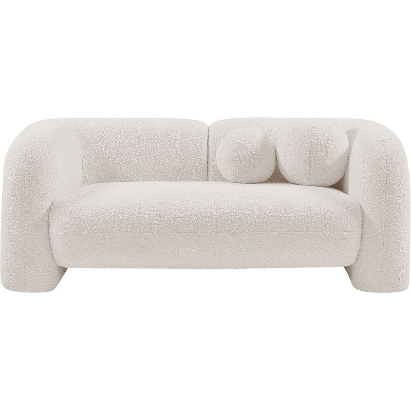 Pemberly Row Modern / Contemporary Cream Boucle Fabric Loveseat