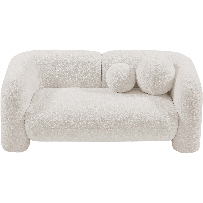Pemberly Row Modern / Contemporary Cream Boucle Fabric Loveseat