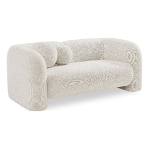 Pemberly Row Modern / Contemporary Cream Boucle Fabric Loveseat