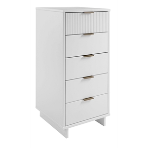 Pemberly Row Contemporary Tall & Narrow Engineered Wood Dresser in White