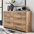Pemberly Row Wooden 6-Drawer Farmhouse Dresser in Light Brown