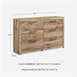 Pemberly Row Wooden 6-Drawer Farmhouse Dresser in Light Brown