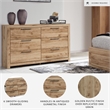 Pemberly Row Wooden 6-Drawer Farmhouse Dresser in Light Brown
