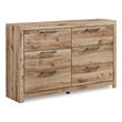 Pemberly Row Wooden 6-Drawer Farmhouse Dresser in Light Brown