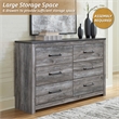 Pemberly Row Wooden Modern / Contemporary 6-Drawer Dresser in Gray