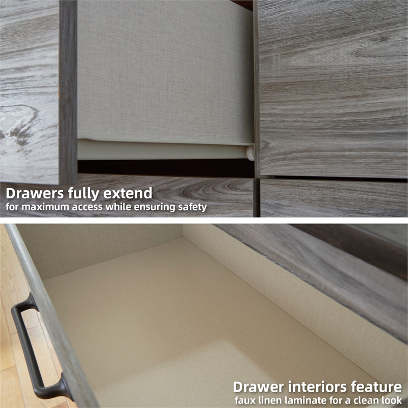 Pemberly Row Wooden Modern / Contemporary 6-Drawer Dresser in Gray