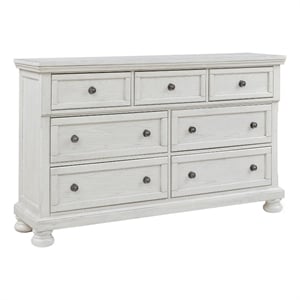 Pemberly Row Traditional 7-Drawer Wood Dresser in Antiqued White