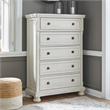 Pemberly Row Traditional 5-Drawer Wood Chest in Antiqued White