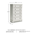 Pemberly Row Traditional 5-Drawer Wood Chest in Antiqued White