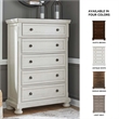 Pemberly Row Traditional 5-Drawer Wood Chest in Antiqued White