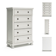 Pemberly Row Traditional 5-Drawer Wood Chest in Antiqued White
