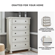 Pemberly Row Traditional 5-Drawer Wood Chest in Antiqued White