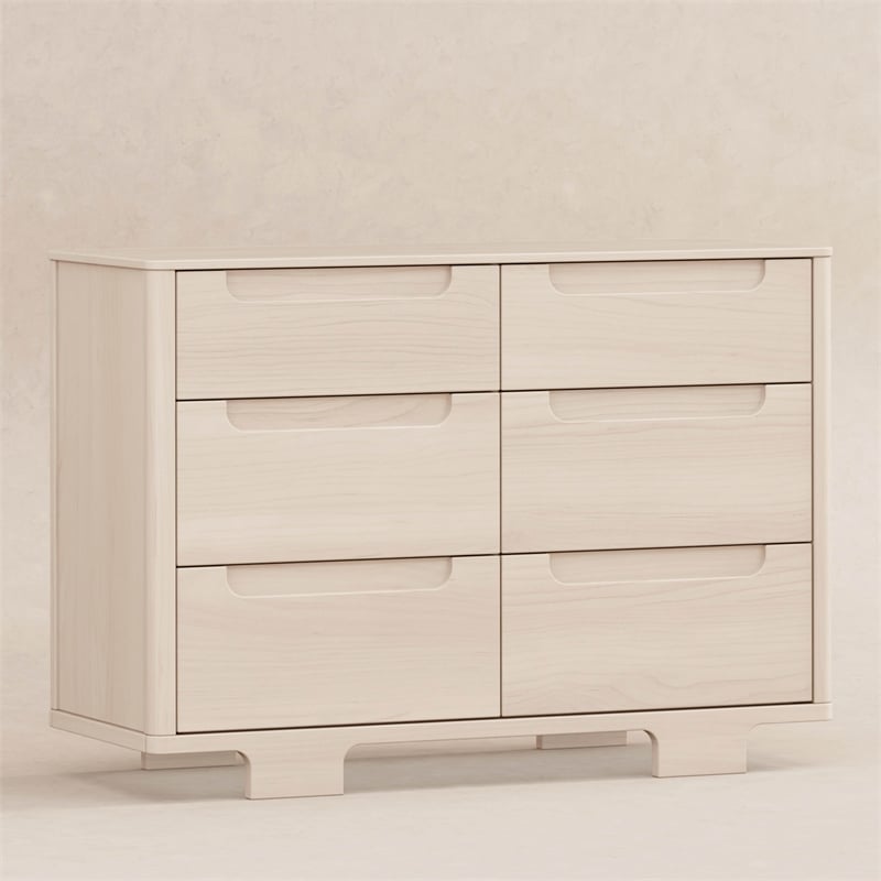 Pemberly Row Contemporary 6 Drawer Changer Dresser in Washed Natural