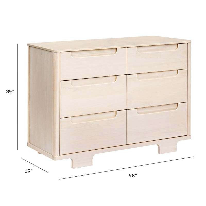Pemberly Row Contemporary 6 Drawer Changer Dresser in Washed Natural