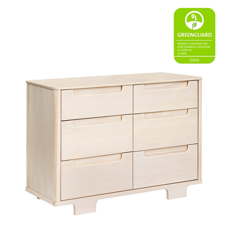 Pemberly Row Contemporary 6 Drawer Changer Dresser in Washed Natural